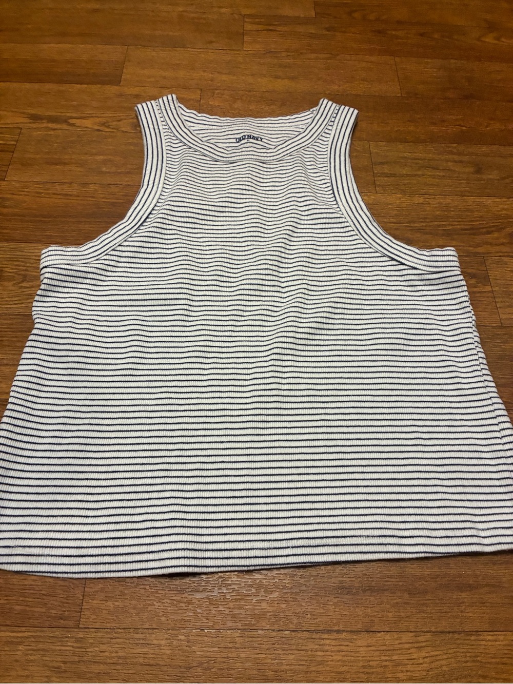Old Navy White and Navy Striped Sleeveless Top Size XL